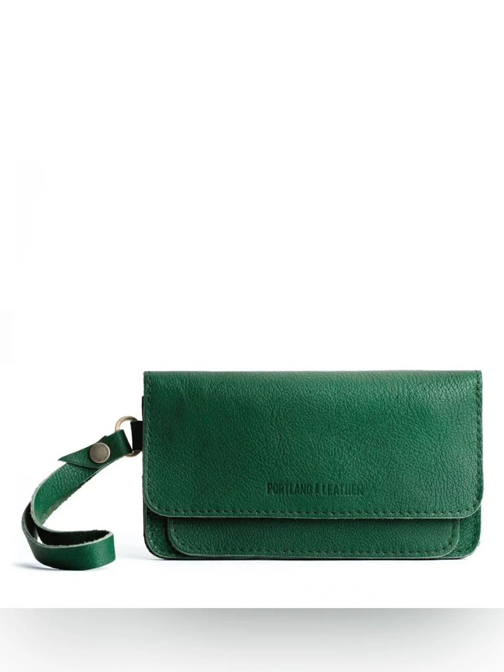 Portland Leather Emerald Green Wristlet Clutch